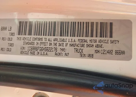 2017 Ram 1500 Tradesman 4X2 6'4 Box из США, поврежденный, VIN 1C6RR6FG6HS622176